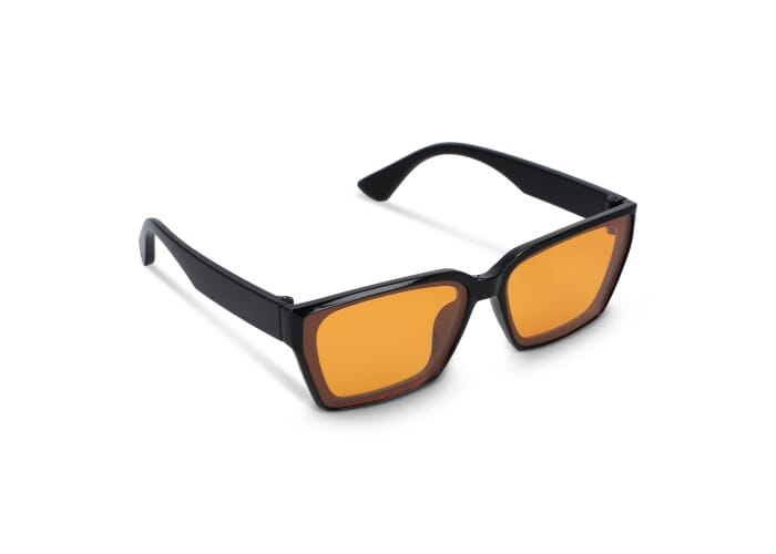 Solaires publicitaires UV400 en RPC recyclé Mila noir / Orange